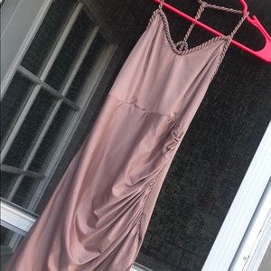 mauve dress bodycon. Rope straps strappy back